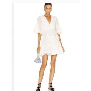 NWOT Zimmermann White Pleated Dress Size Au0